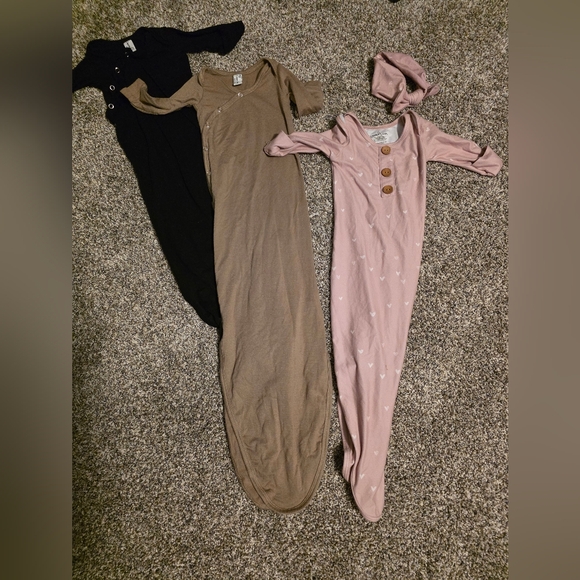 Set of Three Baby Sleep Gowns- One With Bow